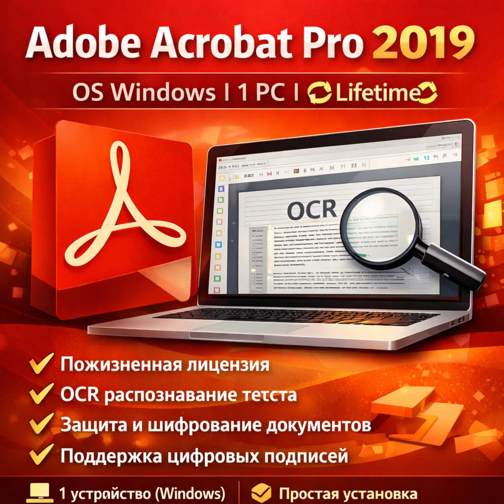 Adobe Acrobat Pro DC 2019 ОС Windows 1 PC Lifetime