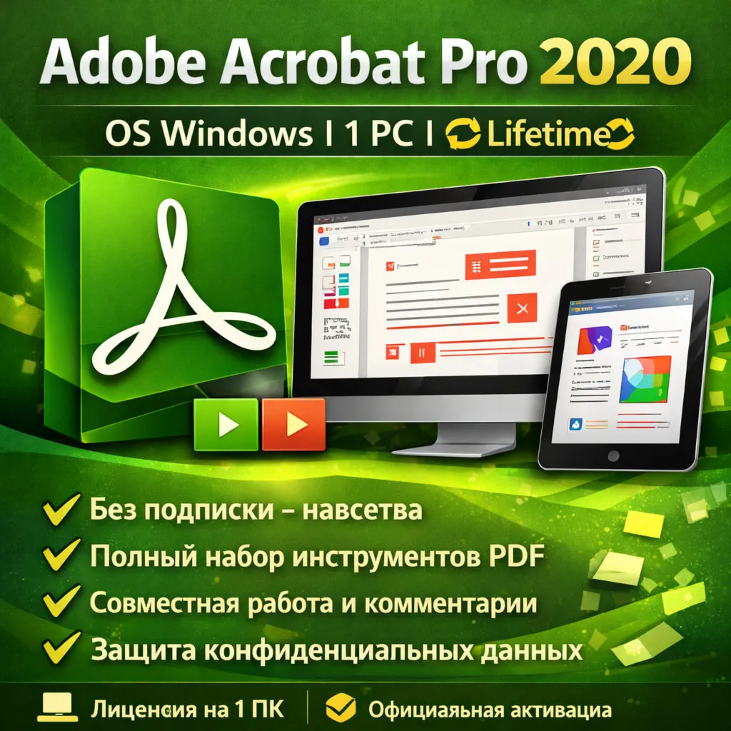Adobe Acrobat 2020 ОС Windows 1 PC Lifetime