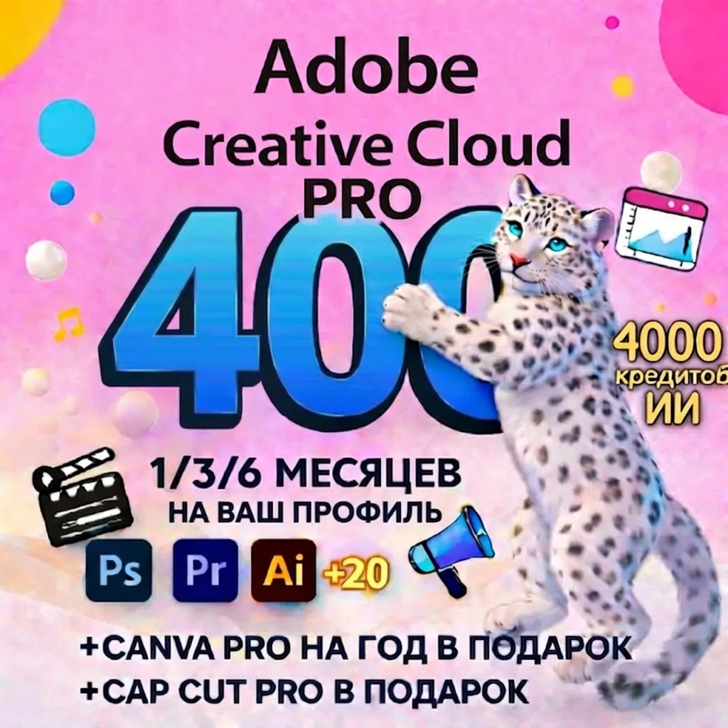 ADOBE CREATIVE CLOUD PRO 1/3 МЕСЯЦА НА ВАШ ПРОФИЛЬ