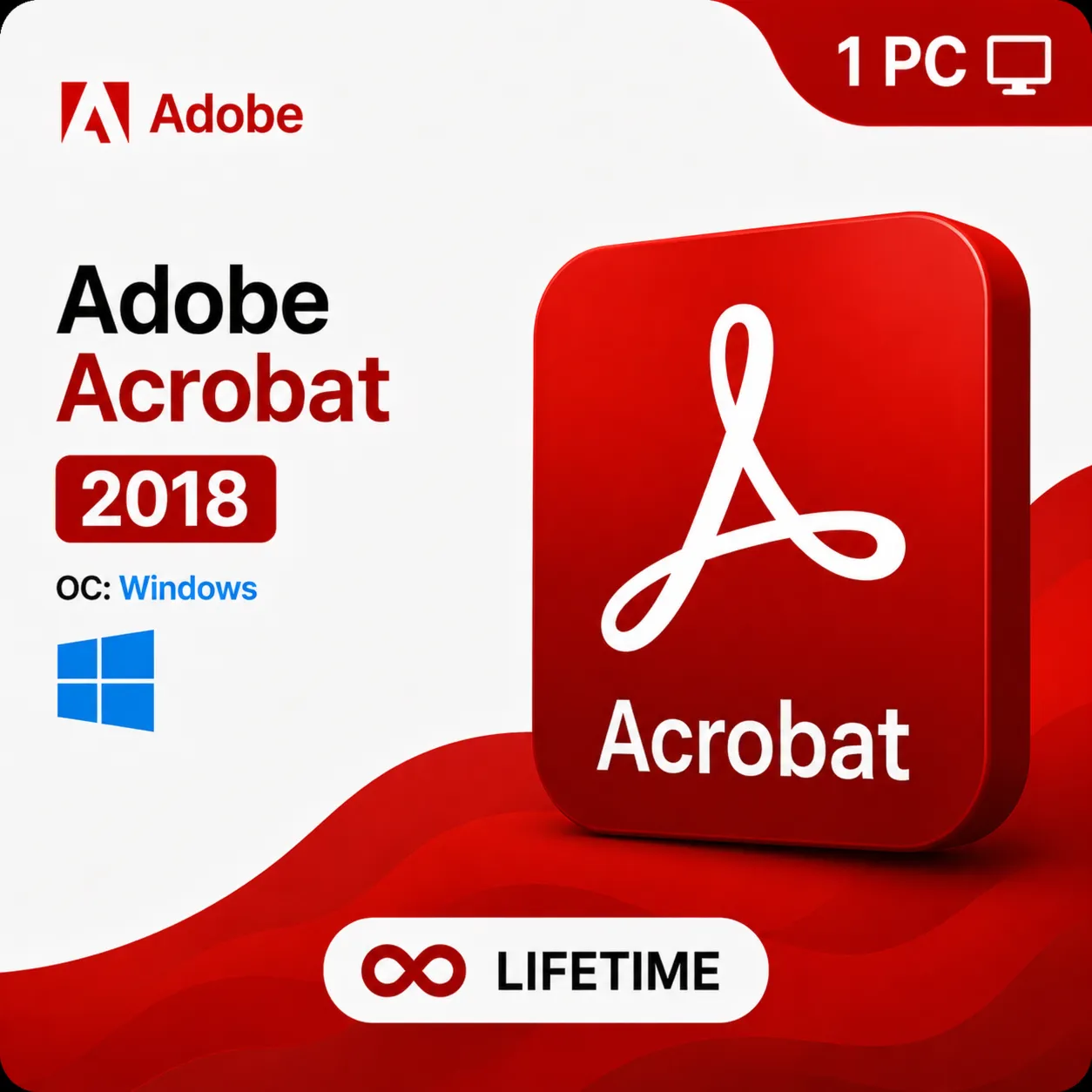 Adobe Acrobat Pro 2018  Windows 1 Device  Lifetime