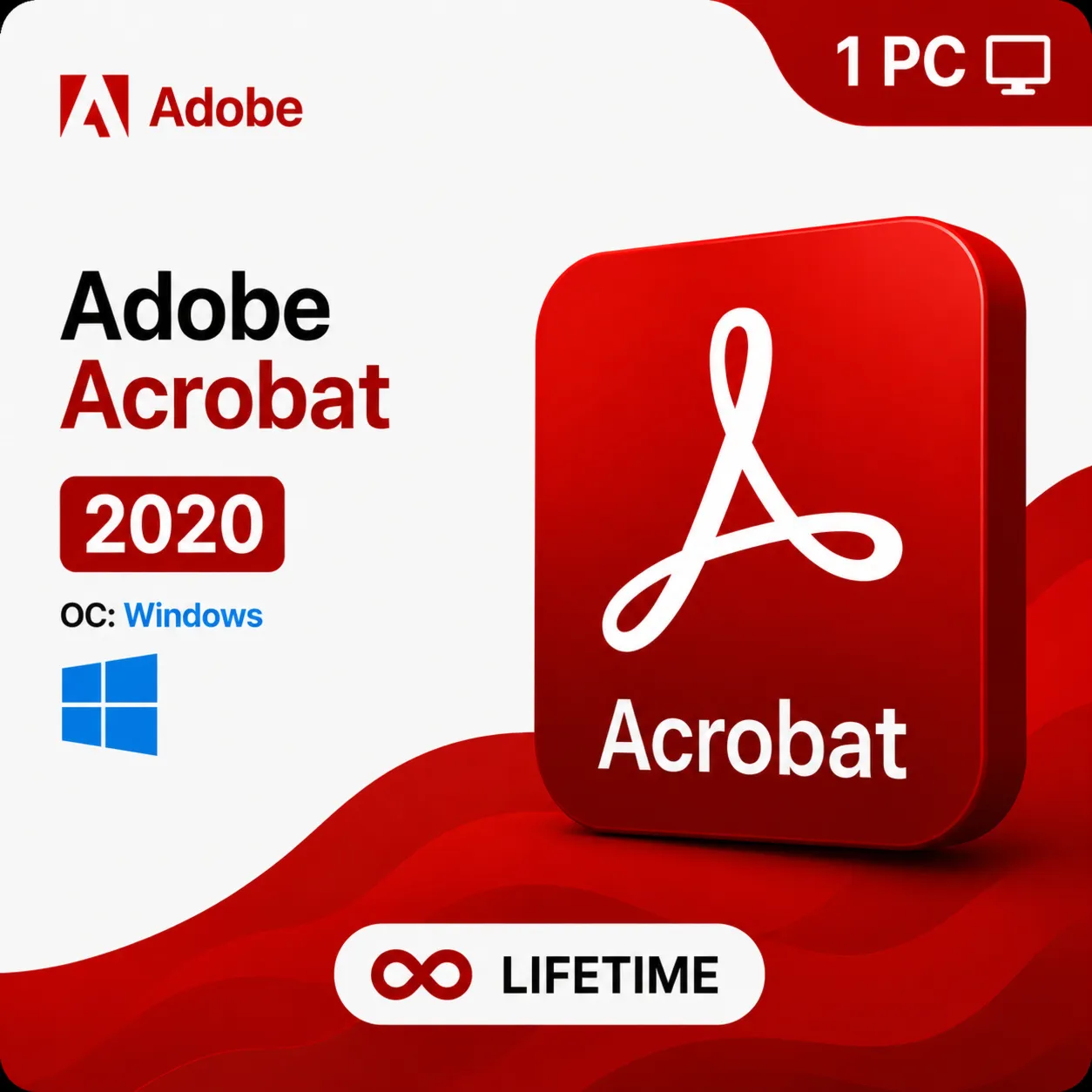 Adobe Acrobat 2020  Windows 1 Device  Lifetime