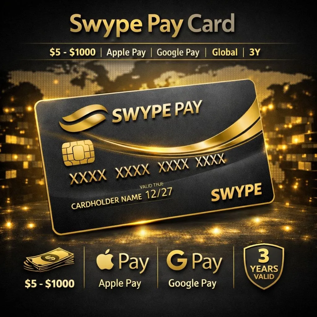 Swype виртуальная платёжная карта | $5–$1000 | Apple Pay & Google Pay | Global | 3 го