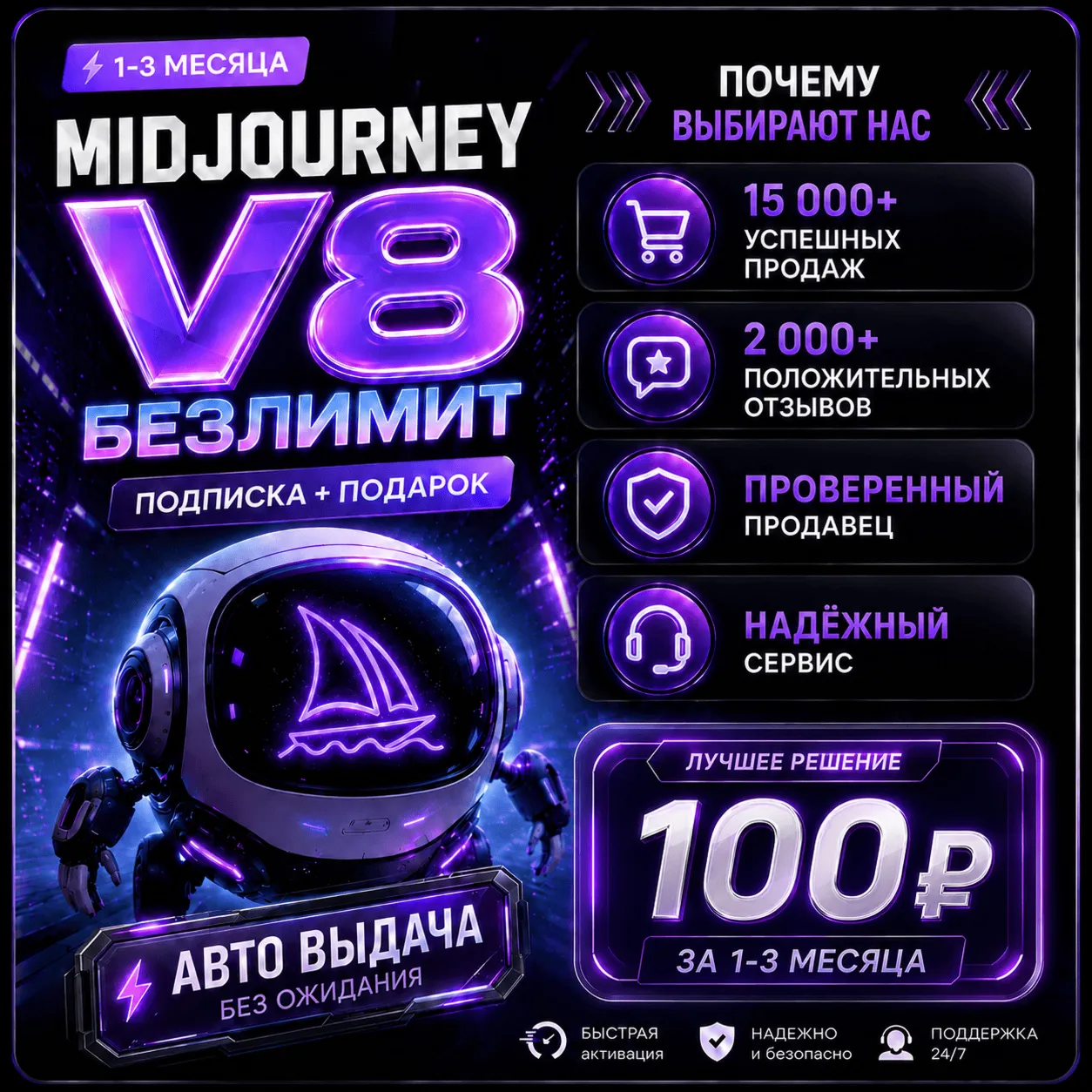 🔮MIDJOURNEY V8 БЕЗЛИМИТ🔥ПОДПИСКА⚙️+🎁ПОДАРОК