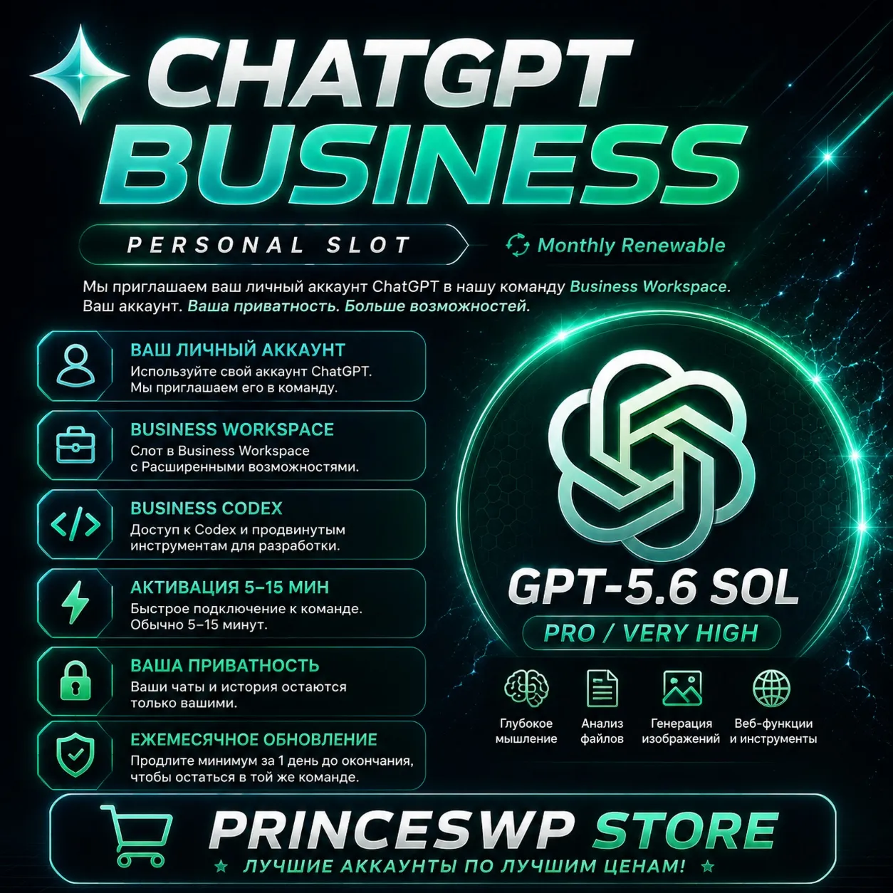 🚀 ChatGPT Business | Слот в команде | Email-инвайт | ⚡ 1 МИН