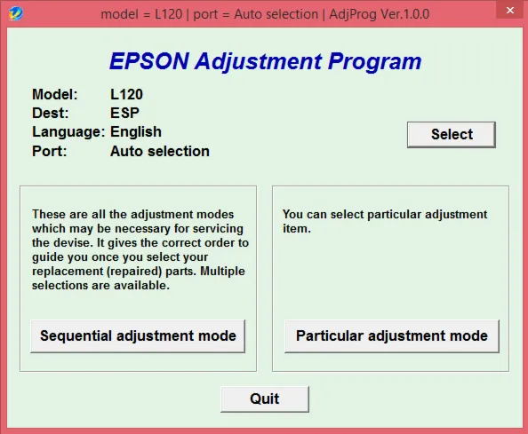 Adjustment program Epson L120