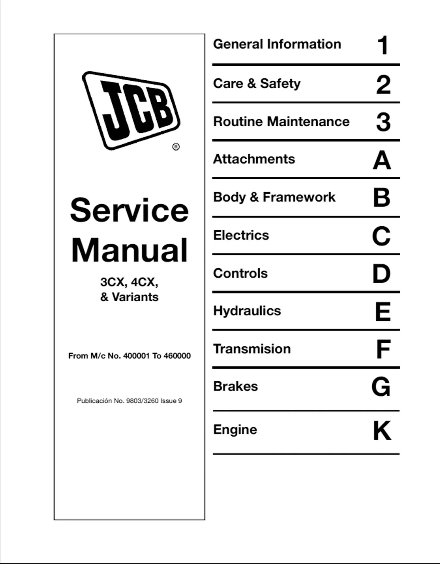 JCB 3CX, 4CX and Variants Service Manual
