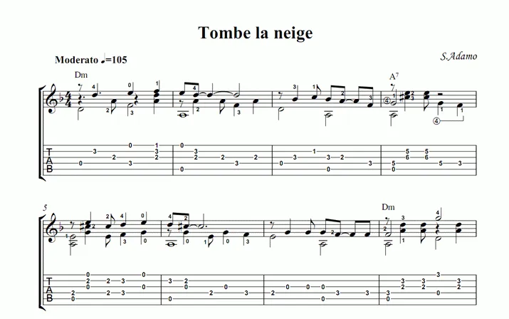 S.Adamo – Tombe la neige (С.Адамо – Падает снег) ноты