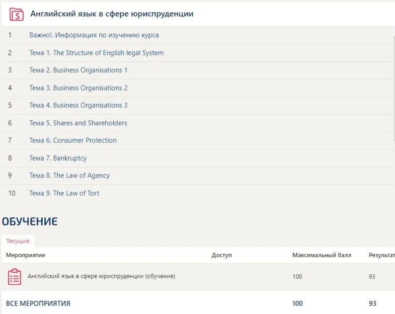 Английский язык в сфере юриспруденции (Синергия ответы)
