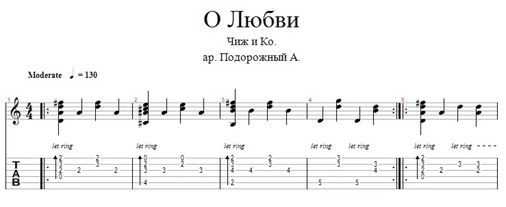 Чиж и Ко – О любви Аранжировка для одной гитары