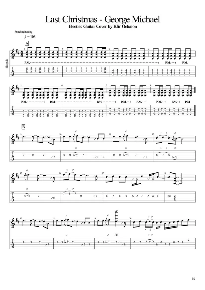 Табы Kfir Ochaion – George Michael – Last Christmas