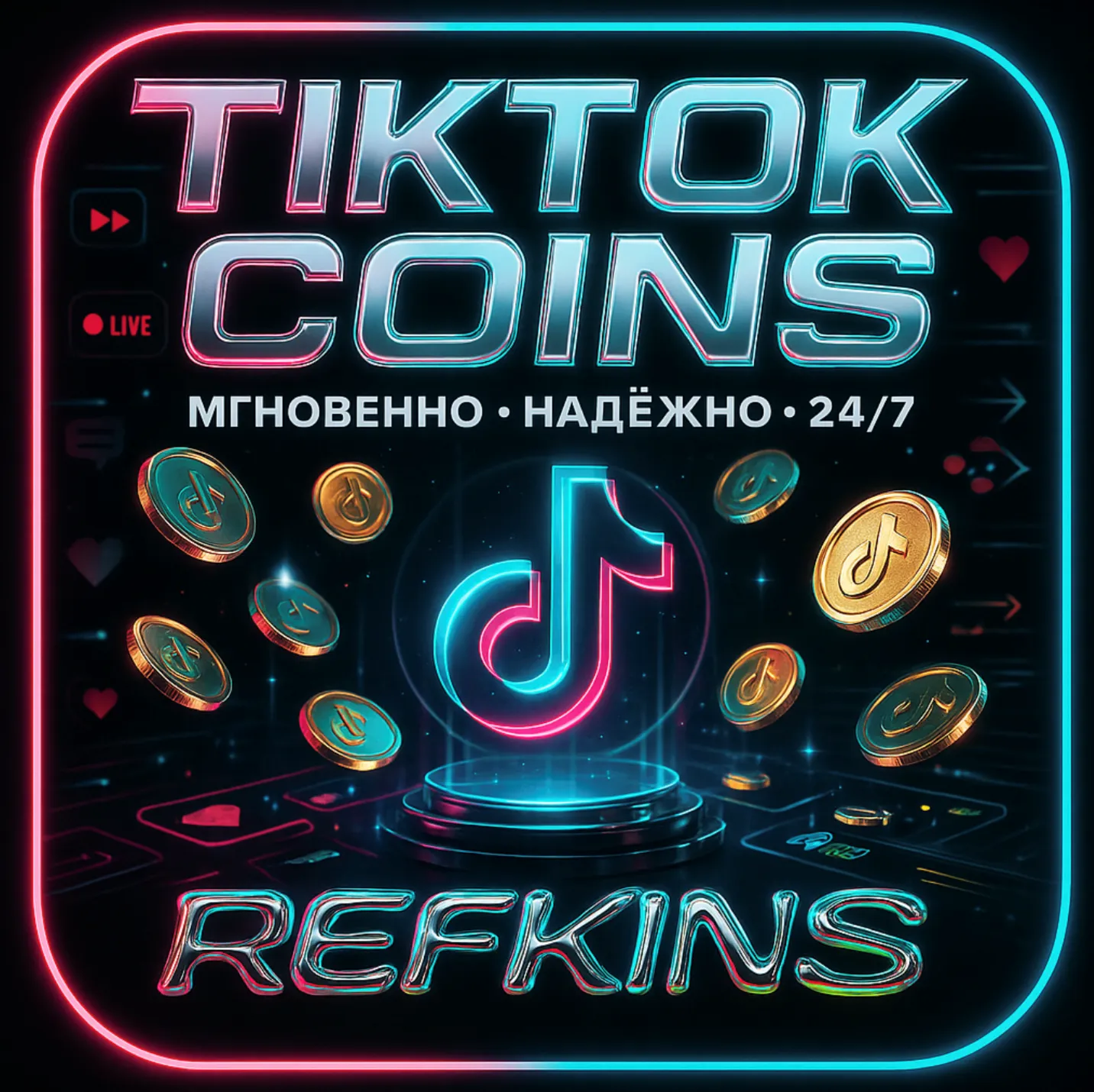TikTok МОНЕТЫ ПОПОЛНЕНИЕ КОИНЫ ВСЕ РЕГИОНЫ СБП 0