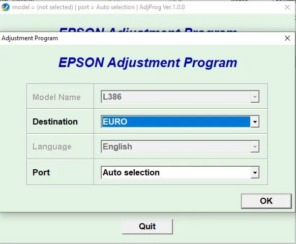Сброс Epson L382 L386 L486 Adjustment Program