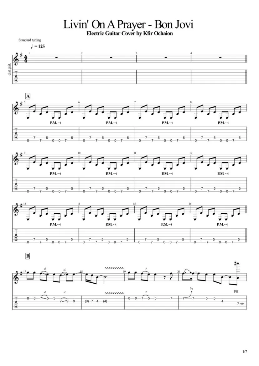 Табы Kfir Ochaion – Bon Jovi – Livin On A Prayer
