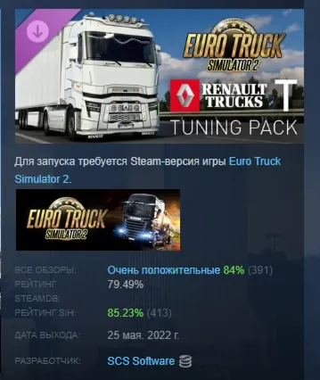 Euro Truck Simulator 2 – Renault Trucks T Tuning Pack АВТОДОСТАВКА STEAM РОССИЯ