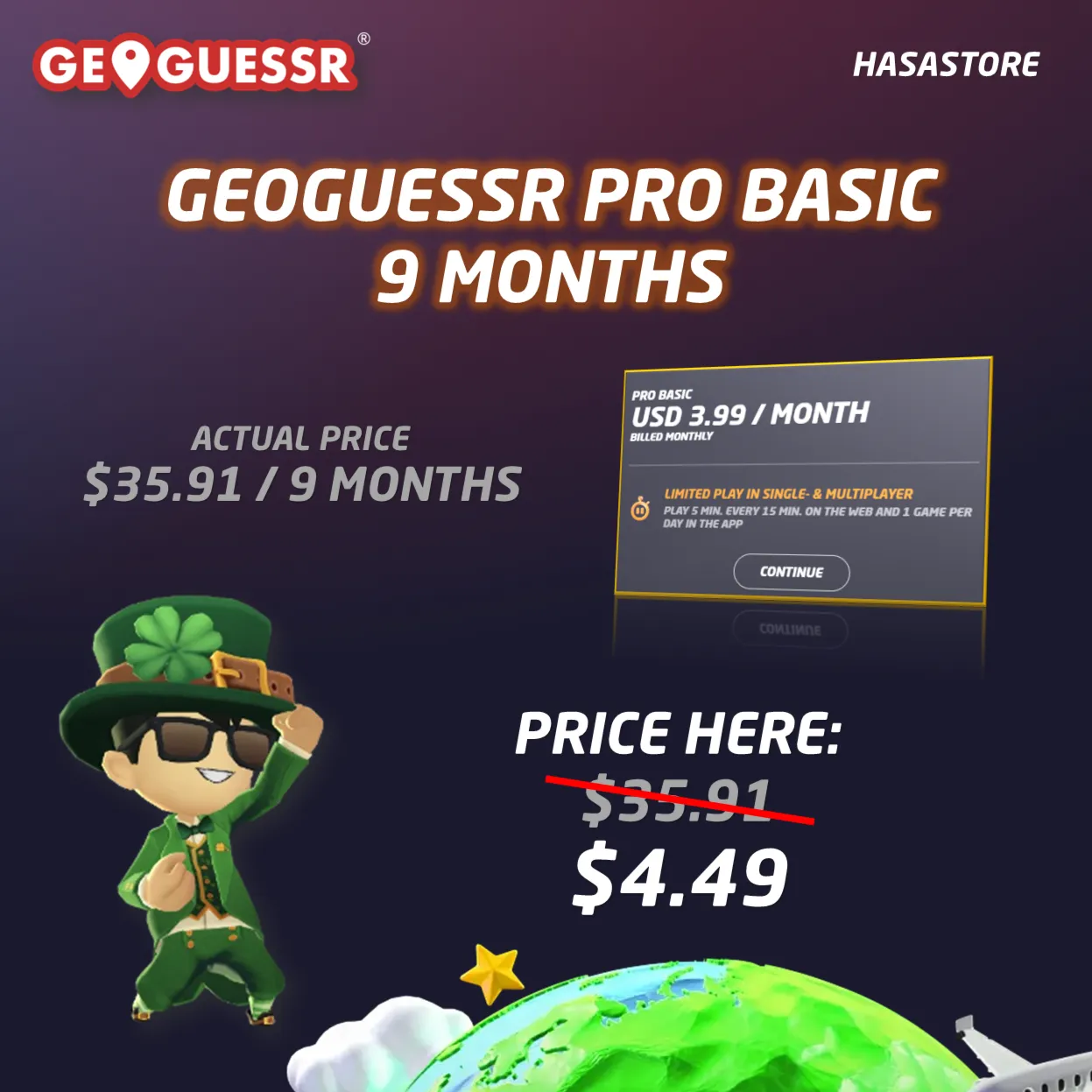 GeoGuessr Pro Basic Подписка на 9 месяца