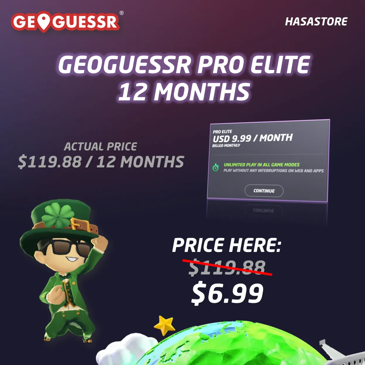 GeoGuessr Pro Elite Подписка на 12 месяца