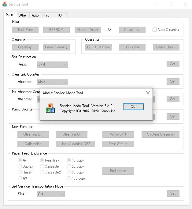 Canon Service Tool версии 6.210